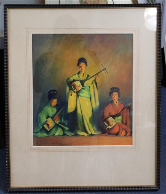 Mortimer Menpes (1855-1938) Oriental music, 14.5 x 13in.